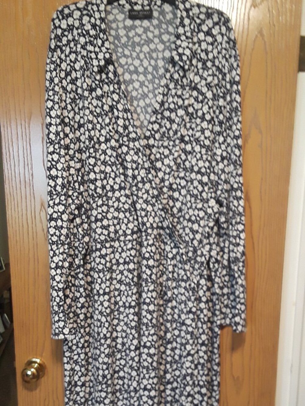 5X/6X Midi Dress Lane Bryant Navy Blue Faux Wrap, Collar, Jersey PLUS 38/40
